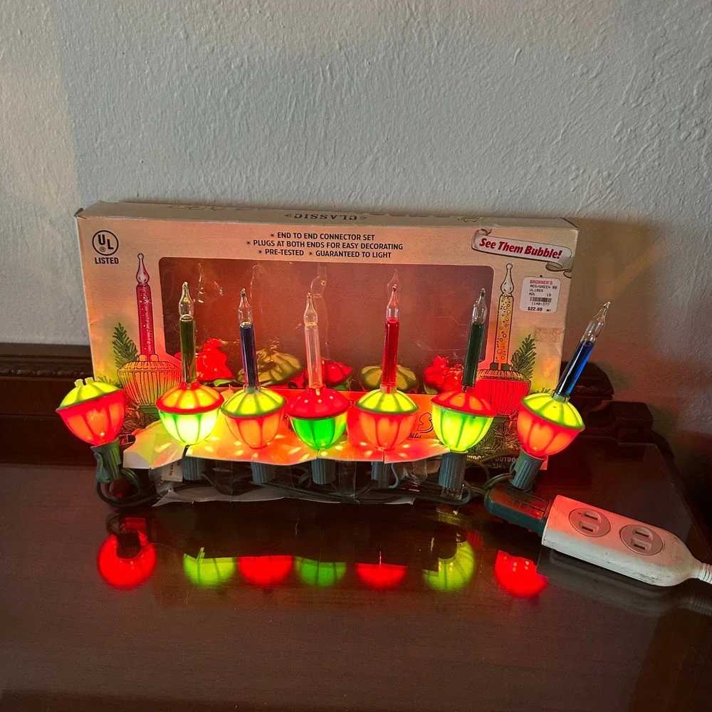 Kurt S Adler Classic 7 Bubble‎ Light Set Christmas Decor UL1963 Multi Color